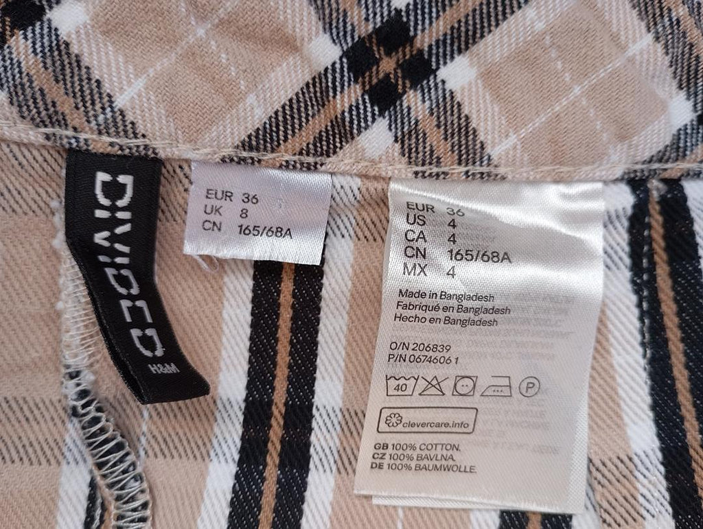 Mini-jupe H&m Divided - 36 - Beige - Très bon état - coton - motif carreaux