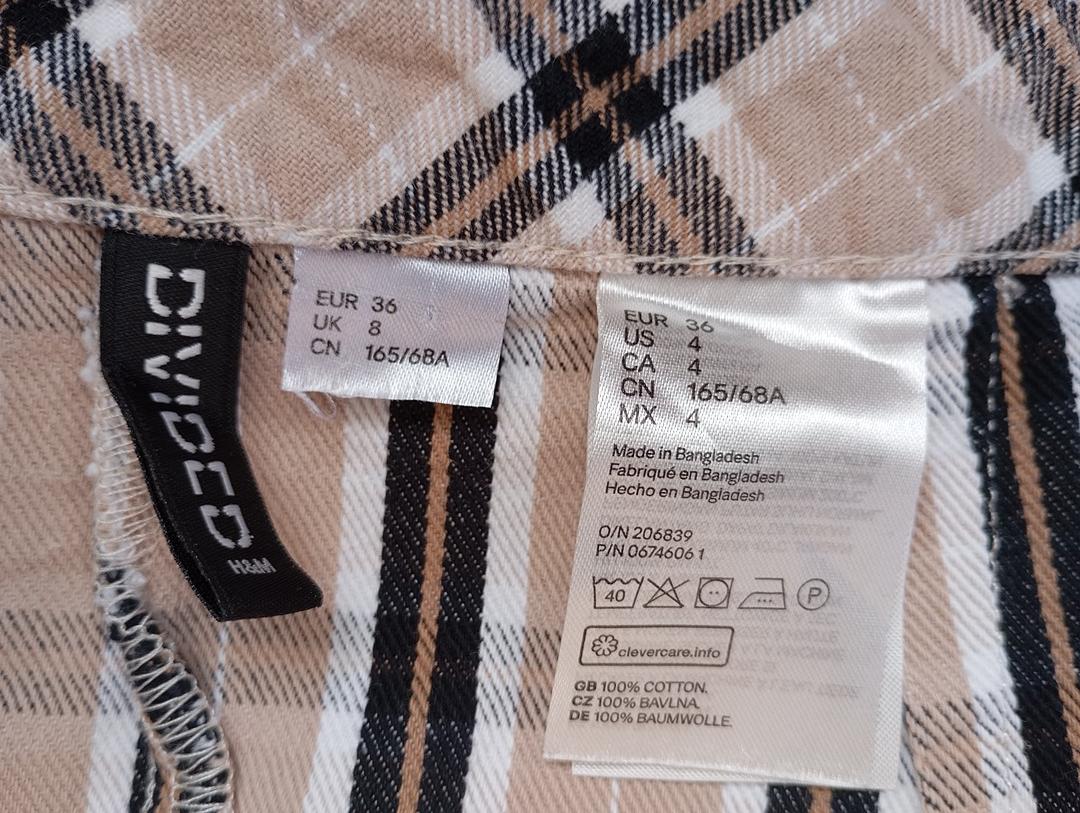 Mini-jupe H&m Divided - 36 - Beige - Très bon état - coton - motif carreaux