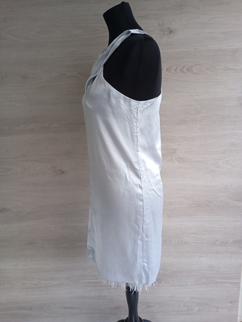 Robe courte Mango sans manches - Xs - Gris - Neuf avec étiquette - plumes