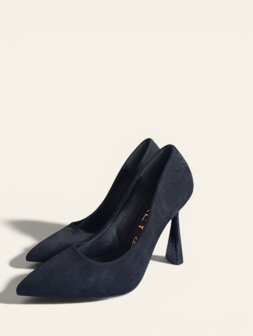 Escarpins Azarey Talon Sculptural – Aspect Suédé Noir – Pointure 35