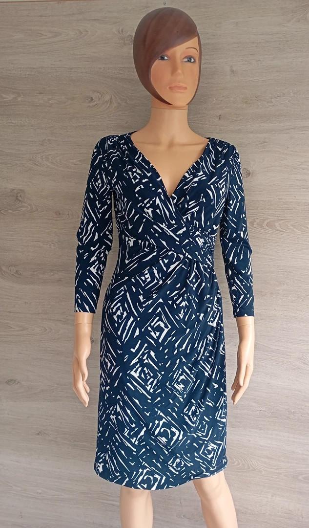 Robe Lauren Ralph Lauren - S - Marine et blanc - manches longues - marine et blanc - col cache coeur