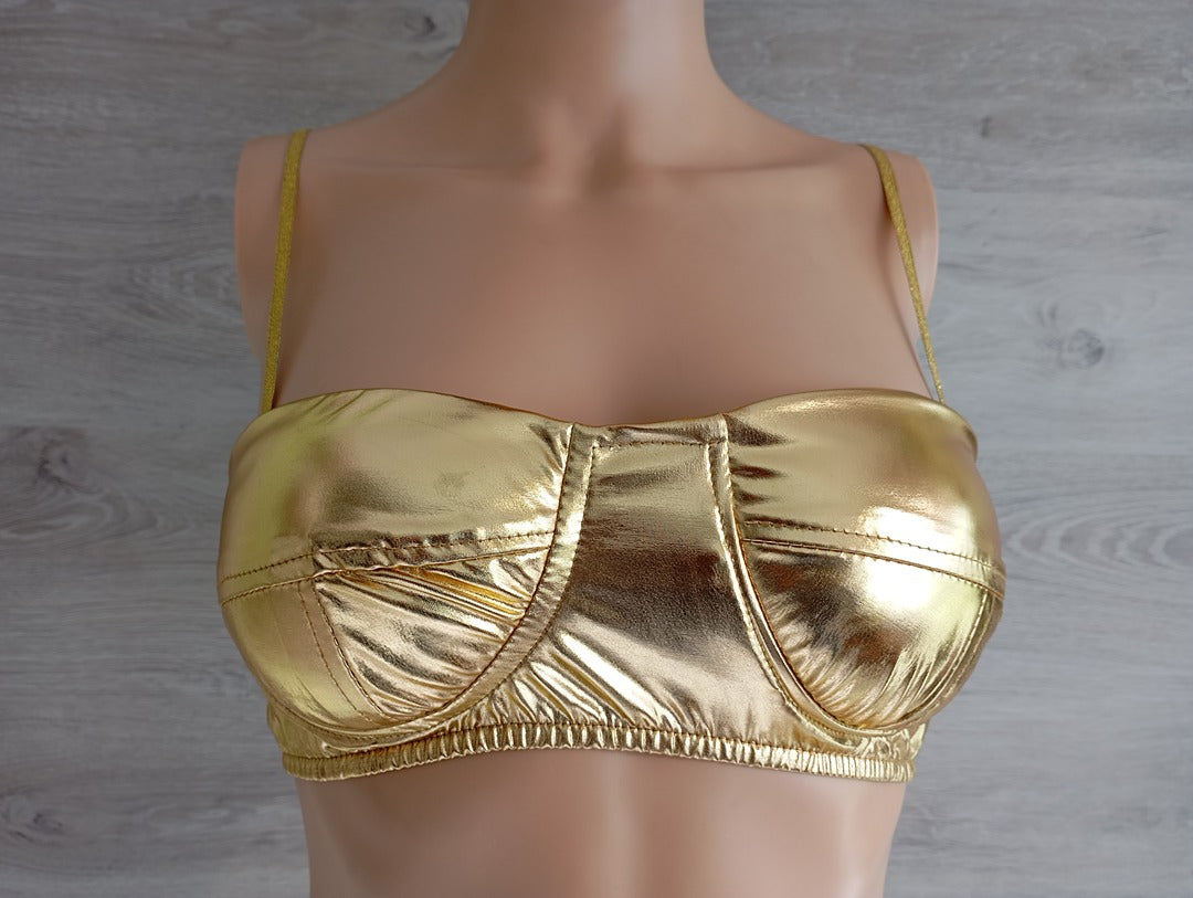 Soutien-gorge métallisé doré — Fantaisie — Taille unique