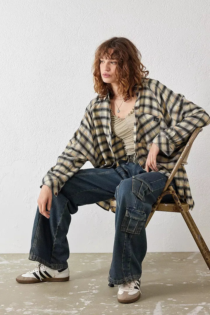 Chemise à carreaux Urban Outfitters taille S - tons crème