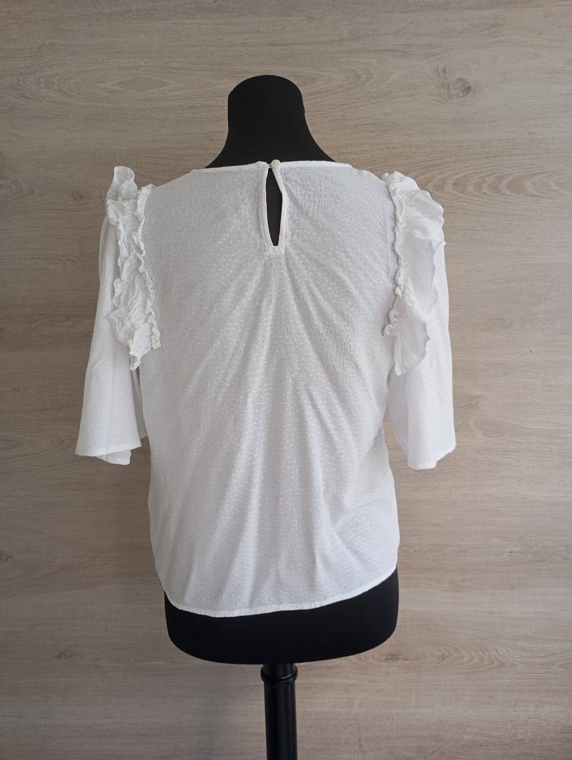 Blouse manches courtes - Camaieu - M - Blanc - très bon état - viscose