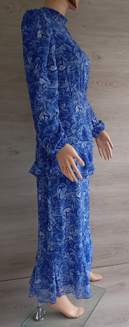 Robe longue manches longues 🌸 Trendyol 🌸 S - Bleu - Neuf avec étiquette - motif floral