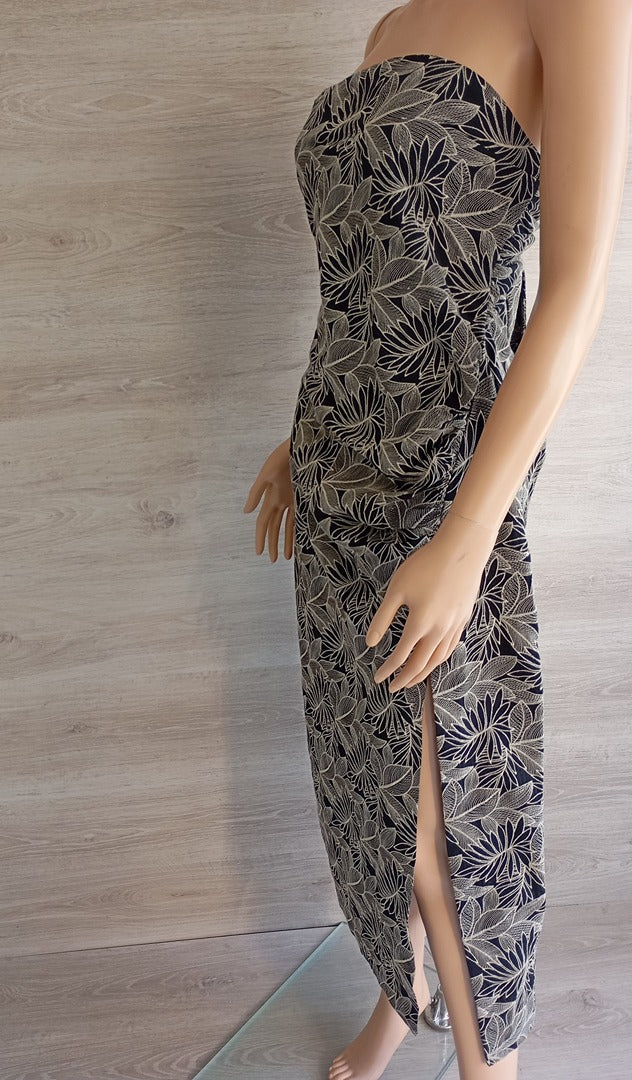 Robe bustier fleurie noir & beige — Zara — Taille L — Neuve