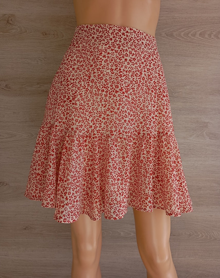Jupe Camaïeu - 40 - Rouge - neuf - motif floral