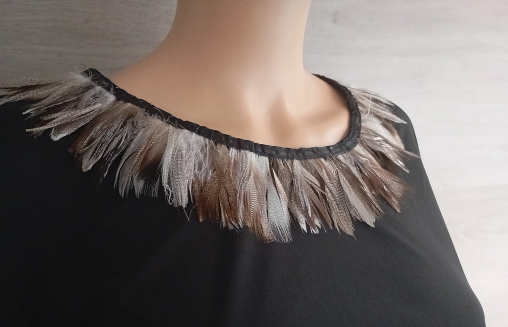 Top - tee shirt - blouse femme avec plumes Jijil taille 40 - noir - très bon état - manches courtes
