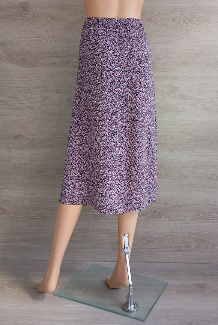 Jupe midi fleurie Camaïeu - 38 - Violet - Très bon état - motif floral - 100% viscose