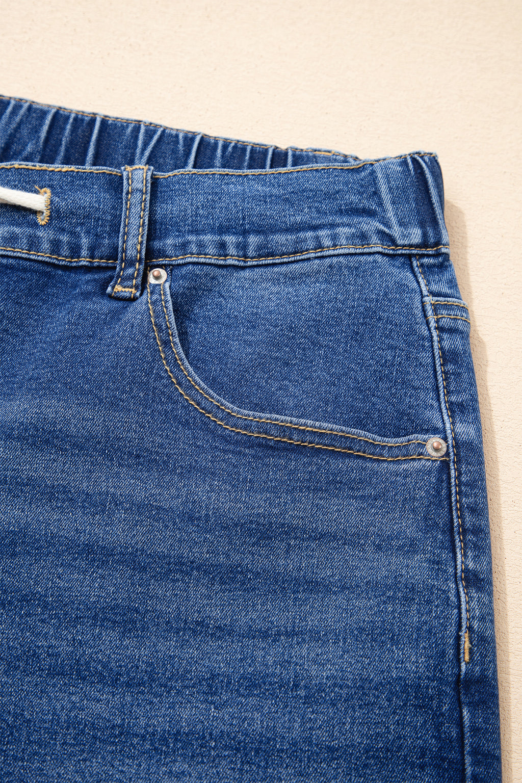 Jean Grande Taille Wide Leg à Lacets Contrastés