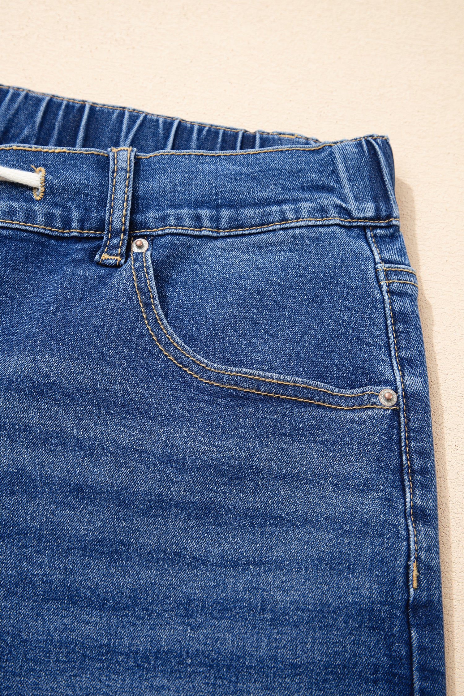 Jean Grande Taille Wide Leg à Lacets Contrastés