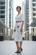 Robe mi-longue blanche imprimé nature — Ted Baker — Taille S — Très bon état