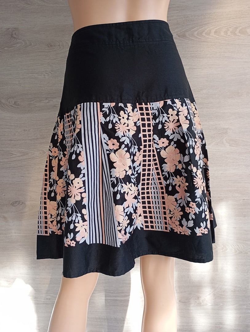 Jupe mi-longue noir & multicolore - H&M - T38 - Très bon état
