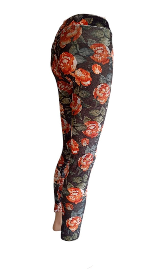 Legging Via Delle Rose - M - Multicolore - motif floral - velours