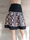Jupe mi-longue noir & multicolore - H&M - T38 - Très bon état