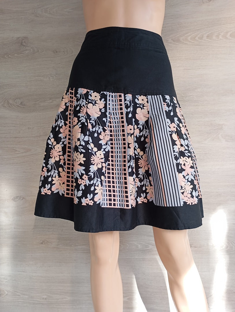 Jupe mi-longue noir & multicolore - H&M - T38 - Très bon état
