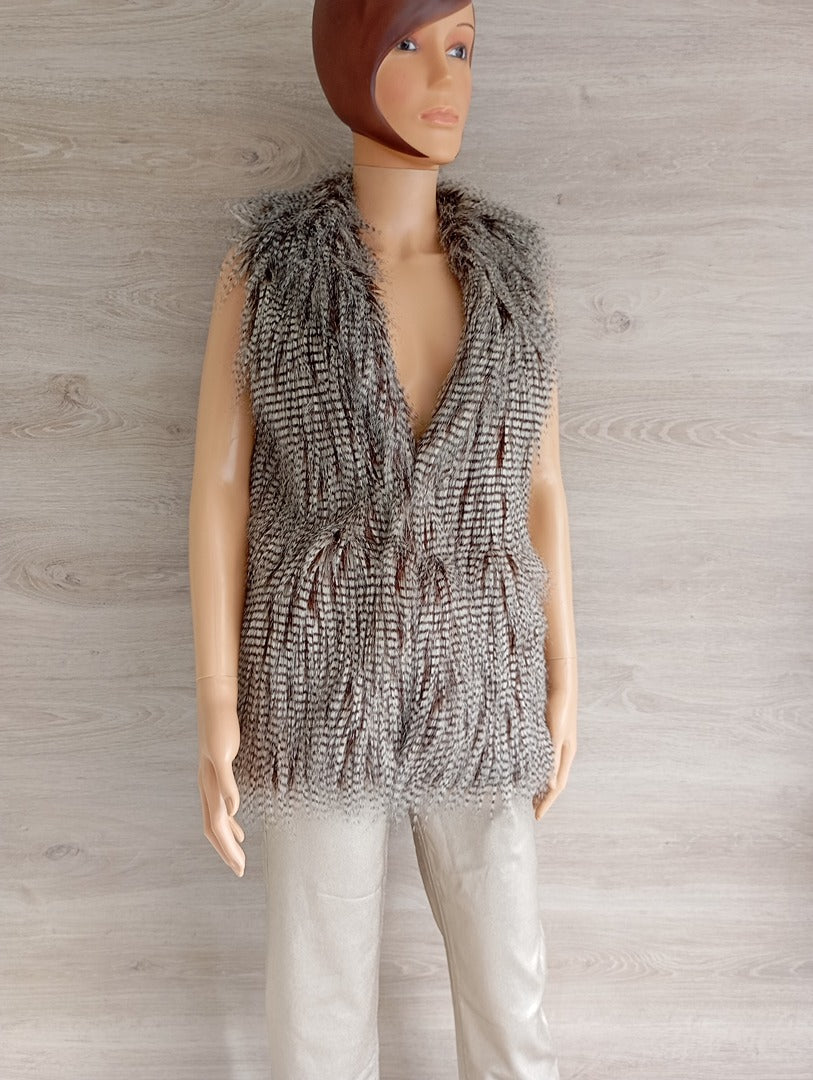 Gilet fausse fourrure gris — Blanco — Taille S