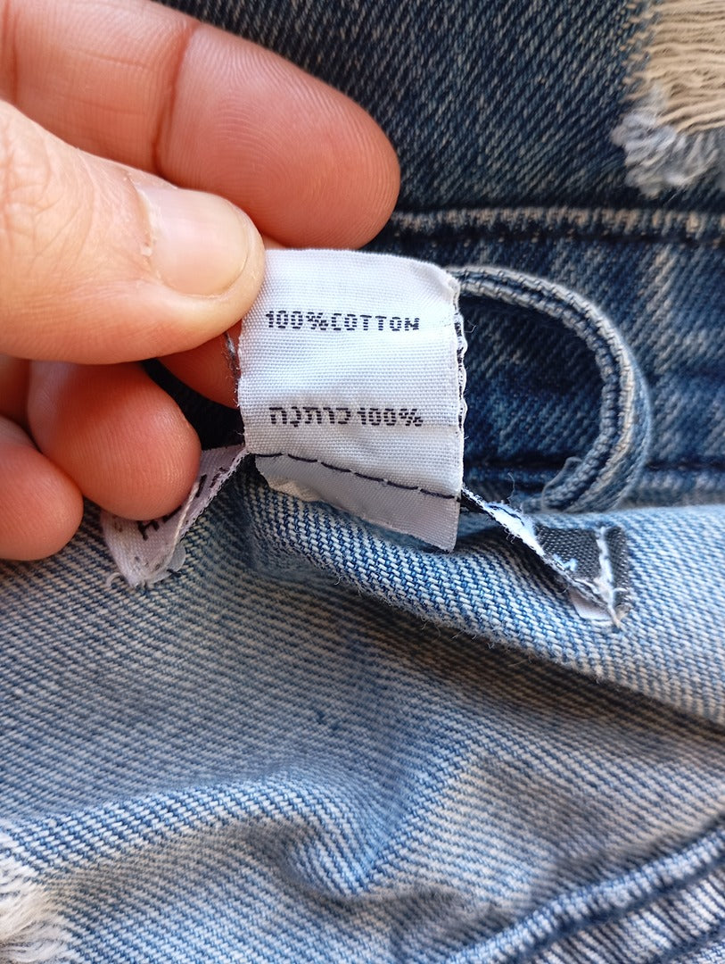 Belle veste en jean Revamped Denim taille M - Bleu et blanc