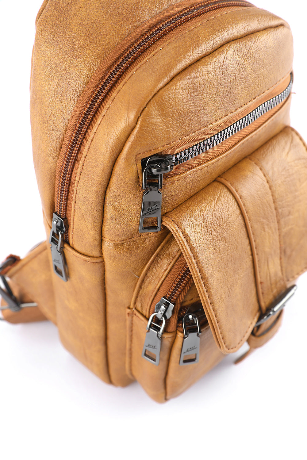 Sac bandoulière kaki vintage - Poches multiples - Simili-cuir