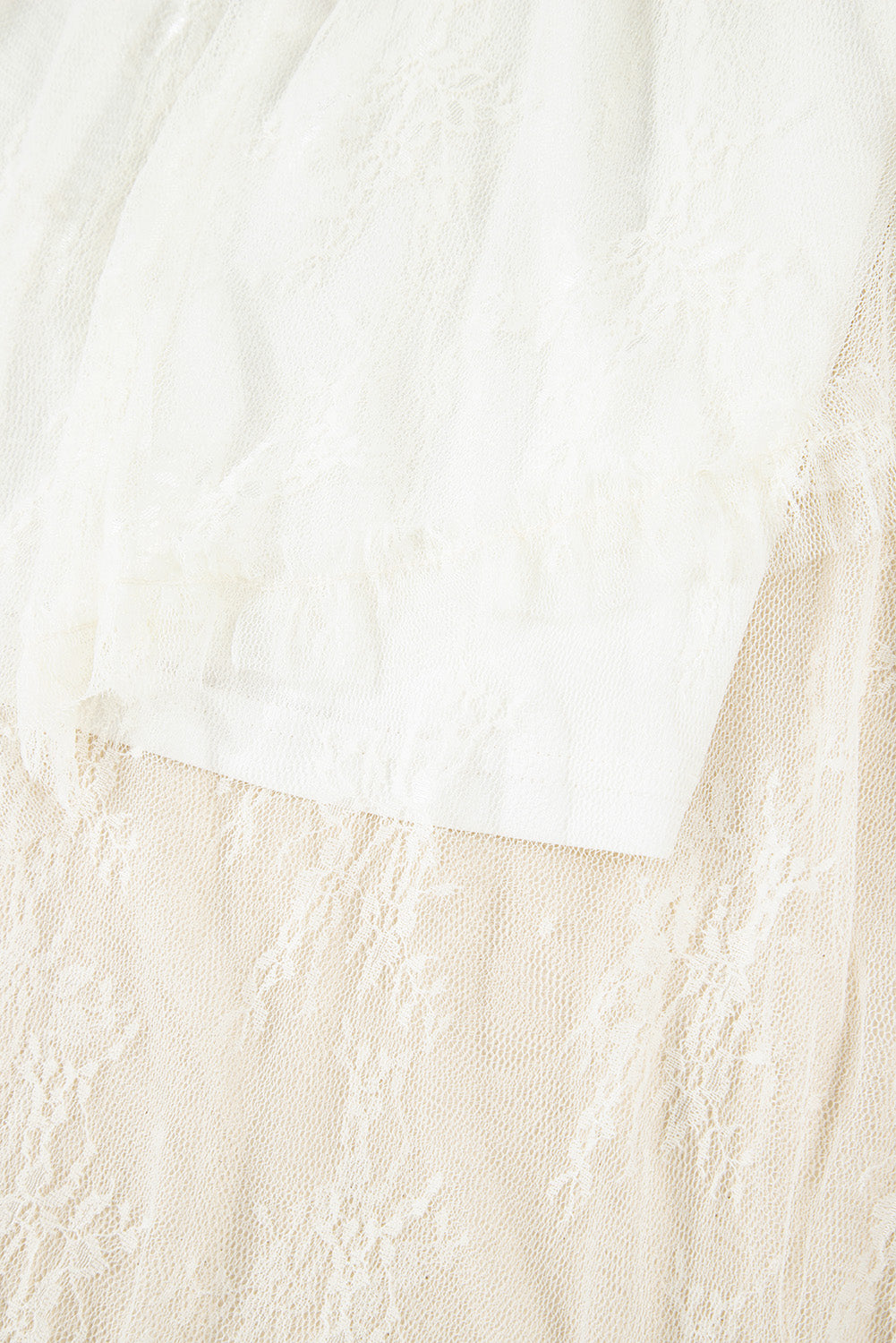 Jupe Longue Beige en Dentelle à Volants — Taille Haute