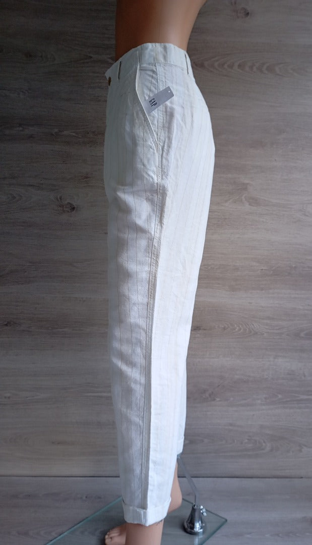 Pantalon chino Gap - 38 - Blanc/crème/doré - Neuf avec étiquette - lin et coton