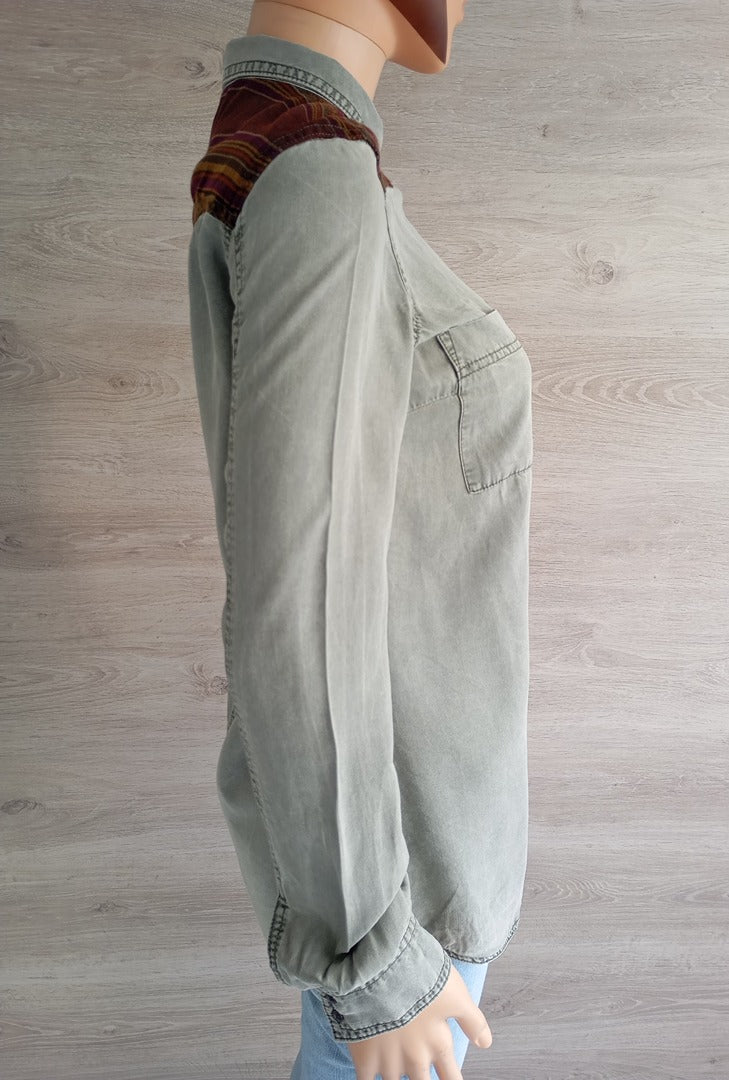 Jolie chemise manches longues Zara - Xs - Vert/multicolore