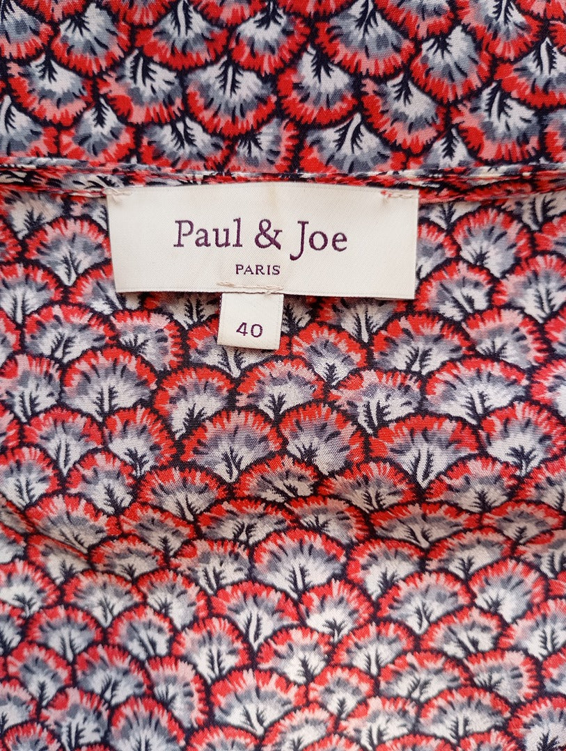Robe Paul & Joe manches courte - L - Rouge - excellent état - 100% soie