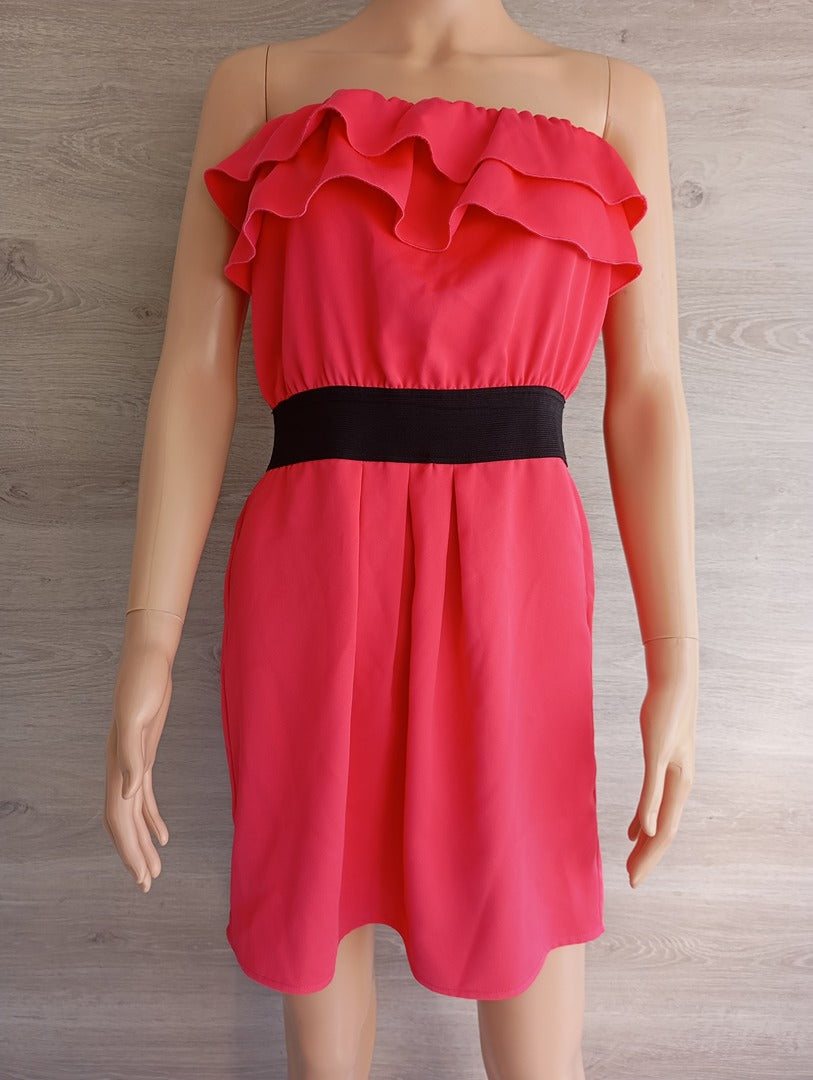 Robe bustier Naf Naf - 38 - Rose/noir - Très bon état