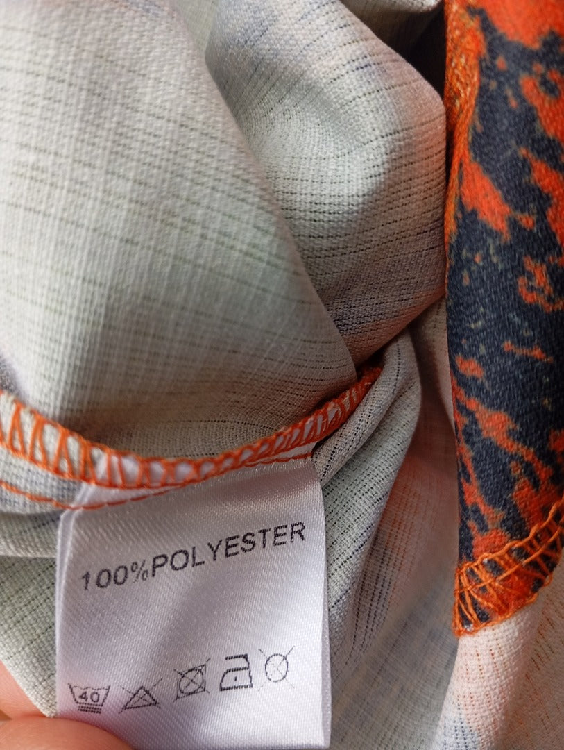 Mini-jupe portefeuille Micas - S - vert/orange avec perles - neuve