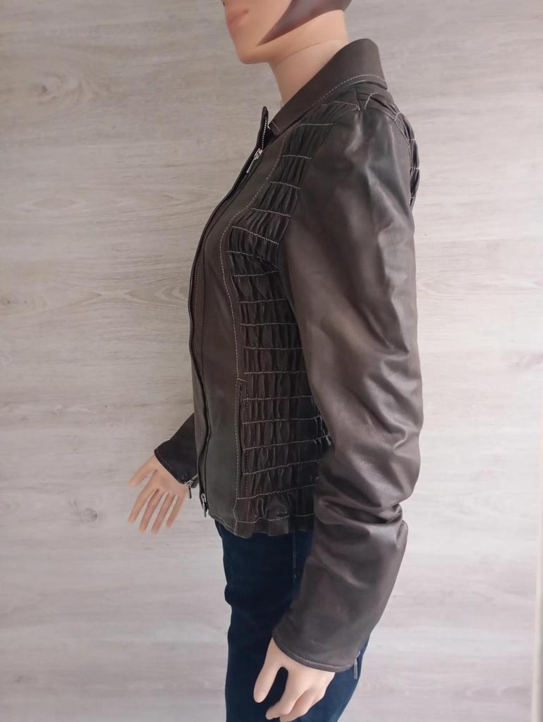 Belle veste/perfecto en 100% cuir véritable - Vera Pelle taille - L - Marron