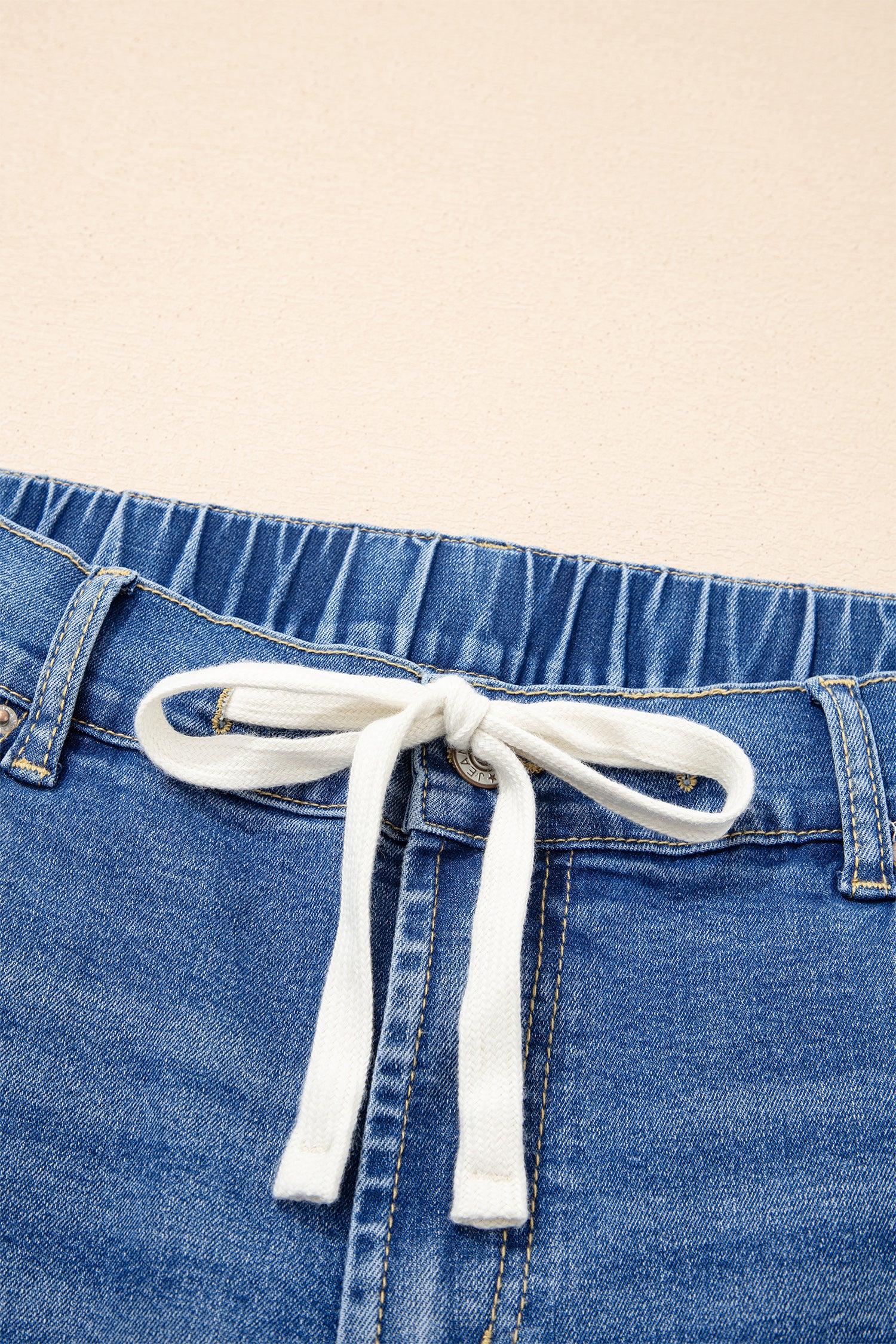 Jean Grande Taille Wide Leg à Lacets Contrastés