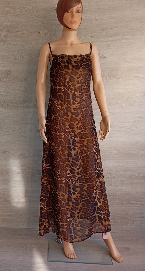 Robe longue léopard transparente - Micas - T S - Marron - Neuve