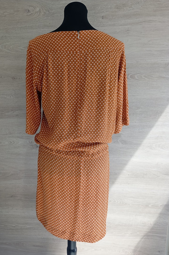 Belle robe Hartford manches courtes taille L - Orange/marron - Très bon état - 100% viscose