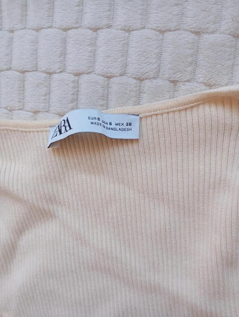 Crop top manches longues Zara S crème