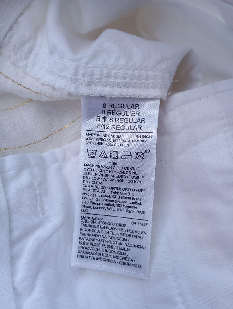 Pantalon chino Gap - 38 - Blanc/crème/doré - Neuf avec étiquette - lin et coton