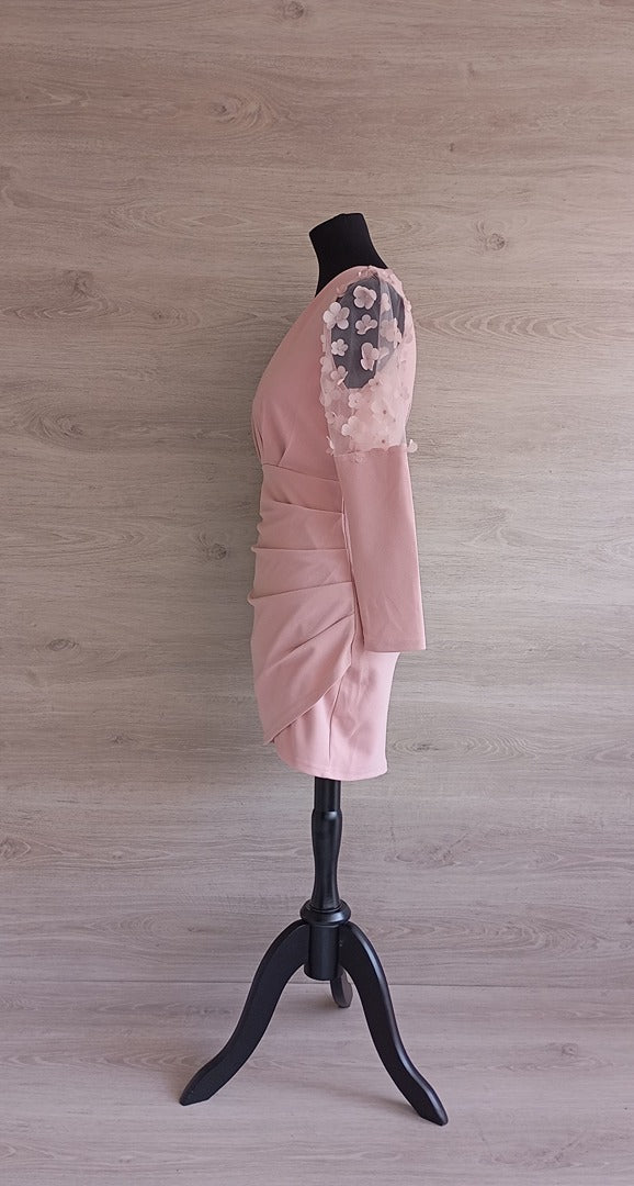 Mini robe rose fuchsia à fleurs en relief — Sheilay — Taille S — Très bon état