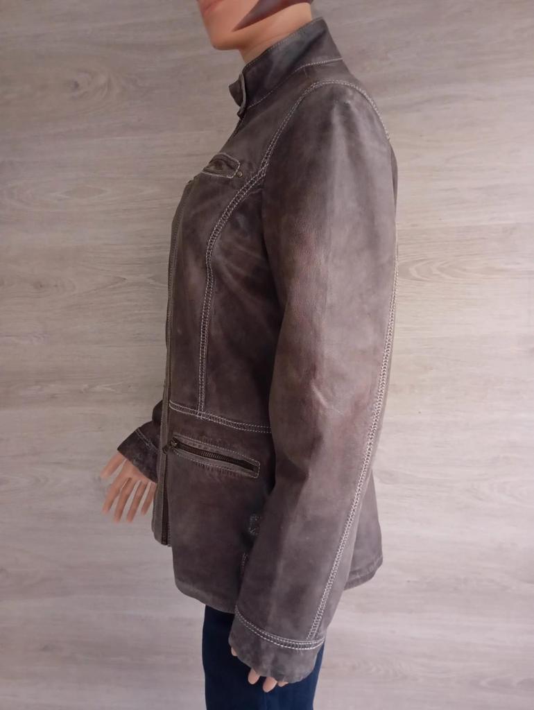 Jolie veste femme - en cuir véritable - Mcs - beige sable - style vintage américain - taille L/xl
