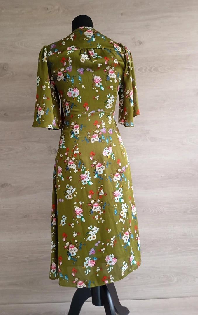Robe midi Mango - Xs - Kaki - Très bon état