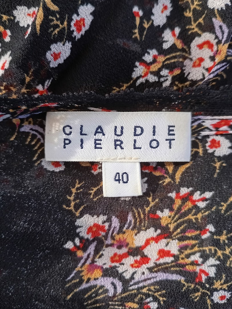 Blouse Claudie Pierlot - 40 - Noir - Très bon état - viscose - motif floral