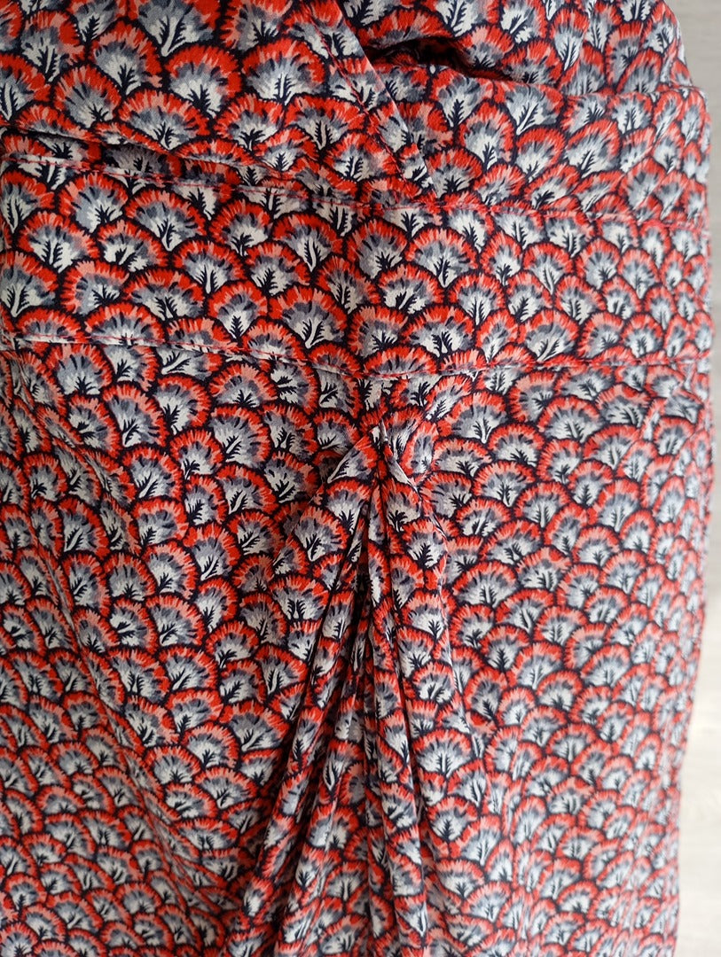 Robe Paul & Joe manches courte - L - Rouge - excellent état - 100% soie