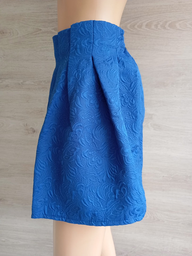 Superbe mini jupe avec relief floral - Romwe - taille S - Bleu - Neuf avec étiquette