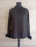 Blouse noire Kooiook plumes poignets - S/m - Neuf avec étiquette