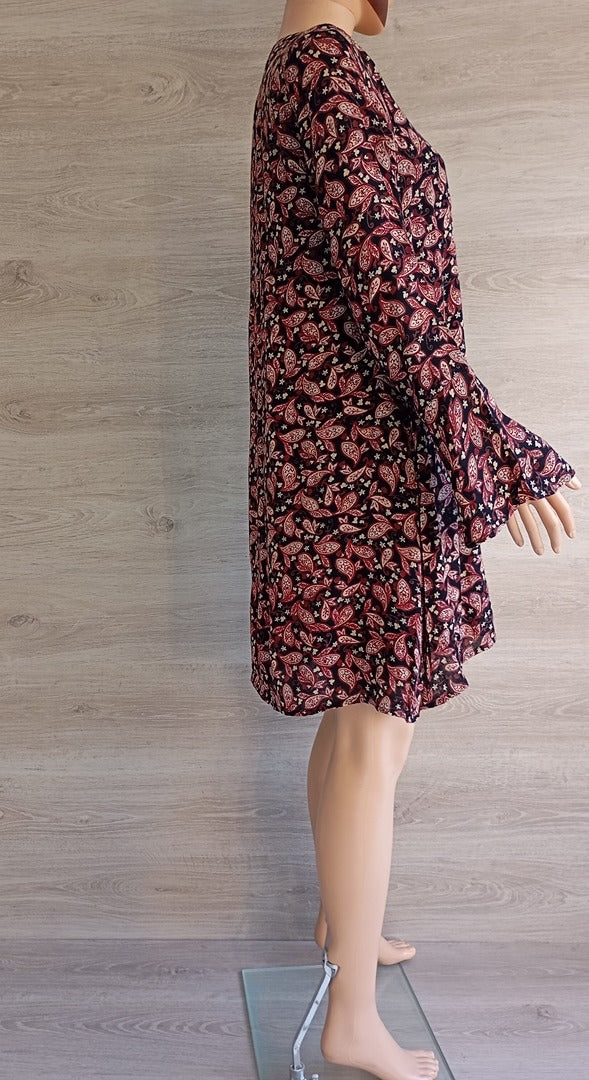 Robe courte - manches longues - Amichi Essentials - S - bordeau/multicolore - Neuf - viscose