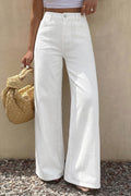 Jean blanc uni — Coupe jambes larges & taille mi-haute