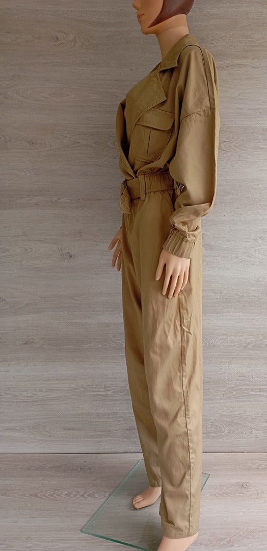 Combinaison pantalon manches longues 🌸 Salsa 🌸 L - Khaki - ceinturée - 100% lyocell