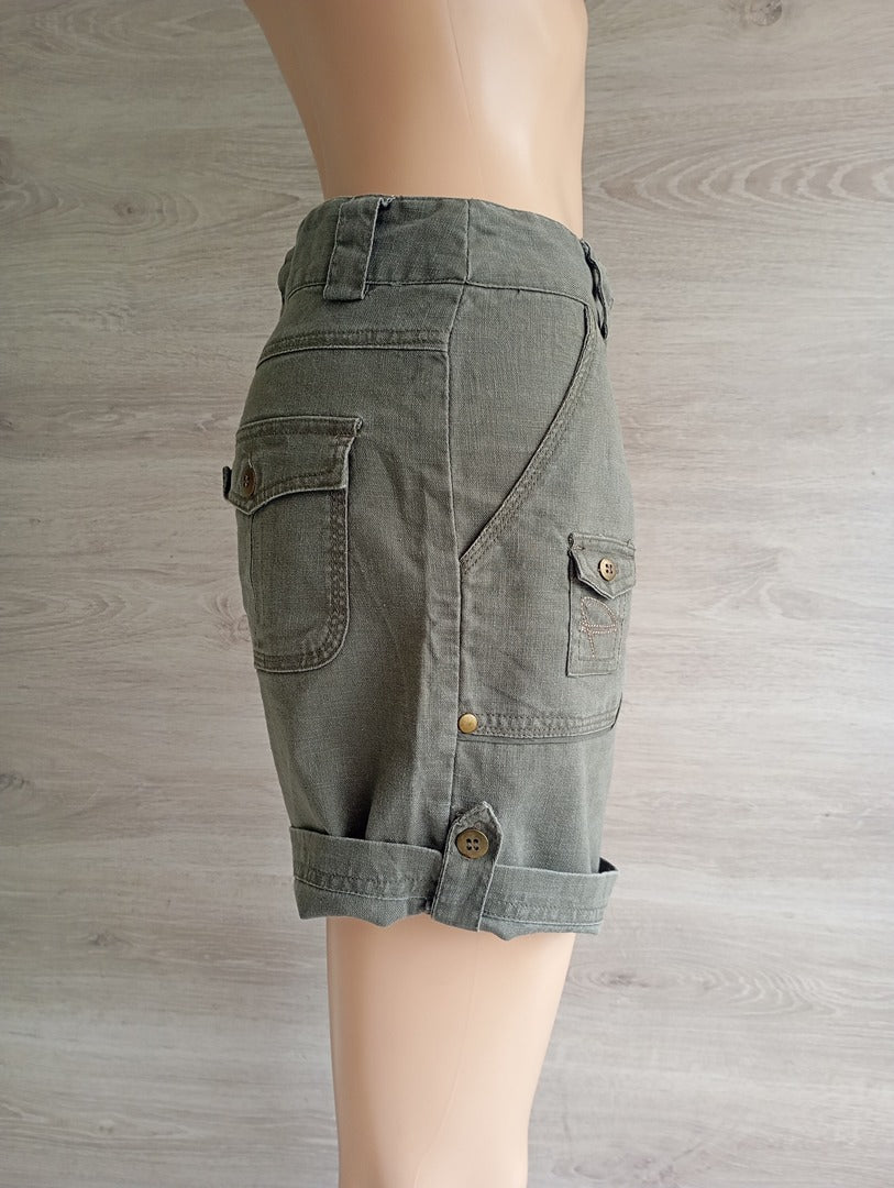 Short cargo - kiabi - S - Kaki - Très bon état - lin et coton