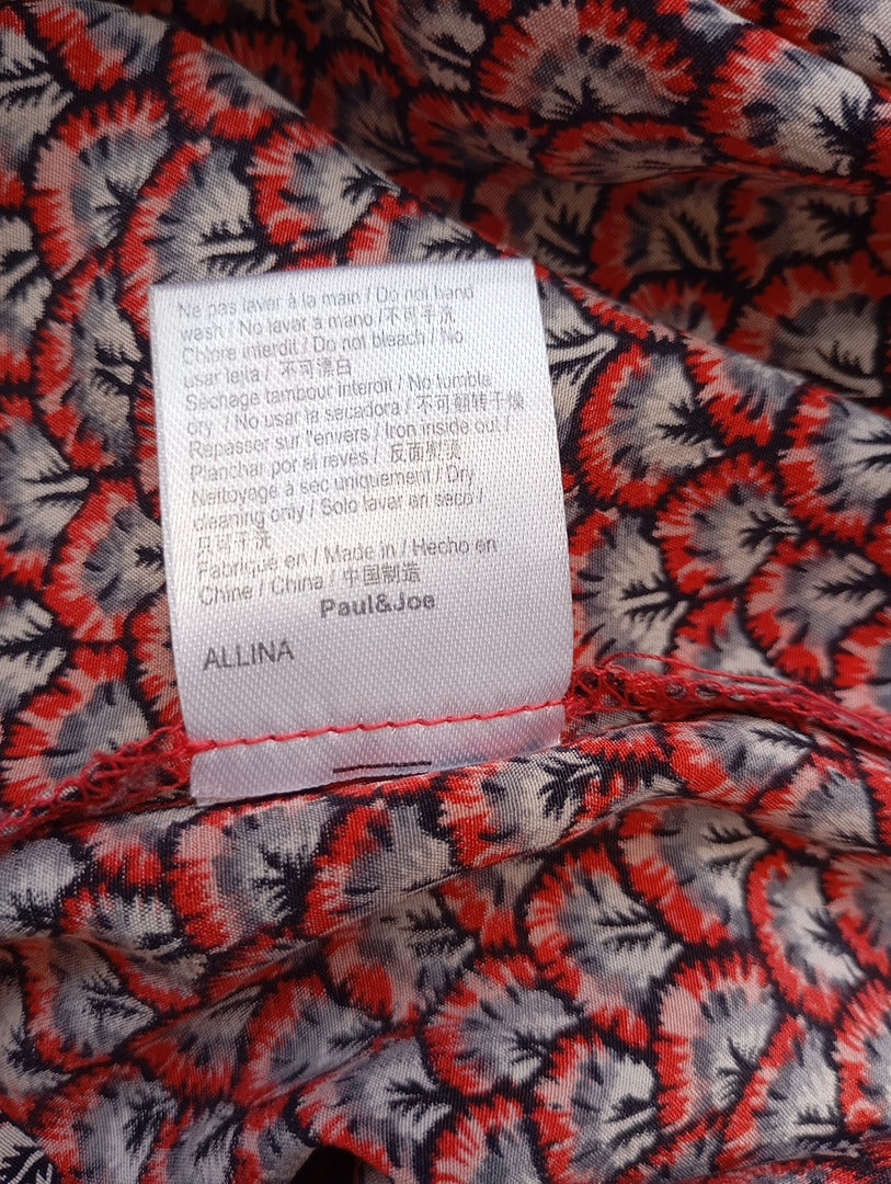 Robe Paul & Joe manches courte - L - Rouge - excellent état - 100% soie