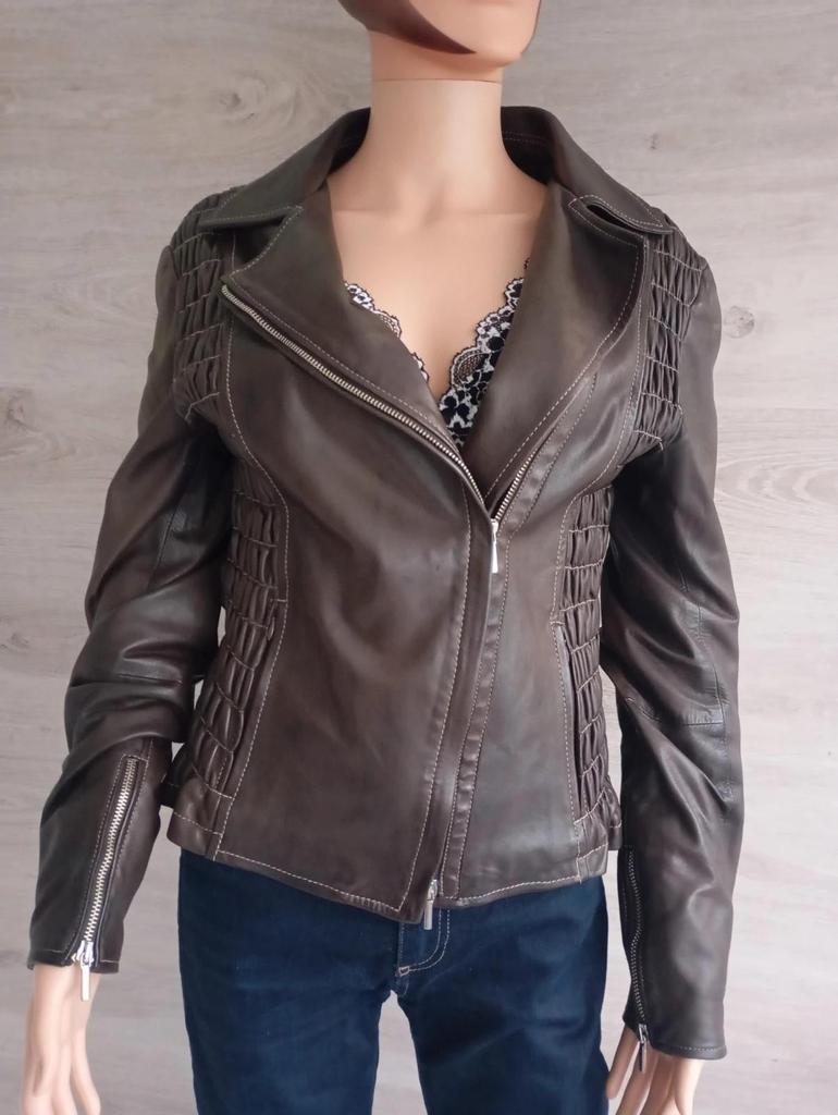 Belle veste/perfecto en 100% cuir véritable - Vera Pelle taille - L - Marron