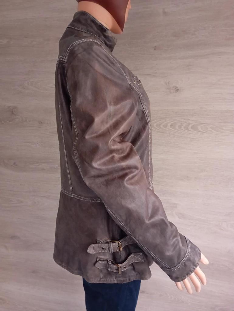 Jolie veste femme - en cuir véritable - Mcs - beige sable - style vintage américain - taille L/xl