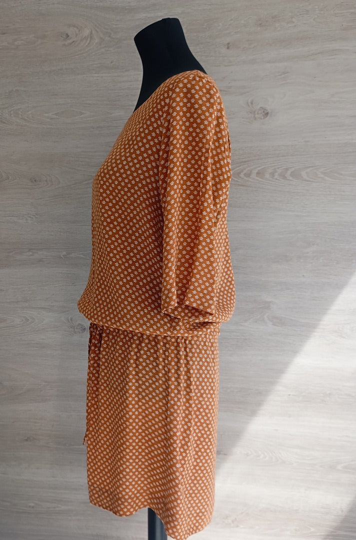 Belle robe Hartford manches courtes taille L - Orange/marron - Très bon état - 100% viscose